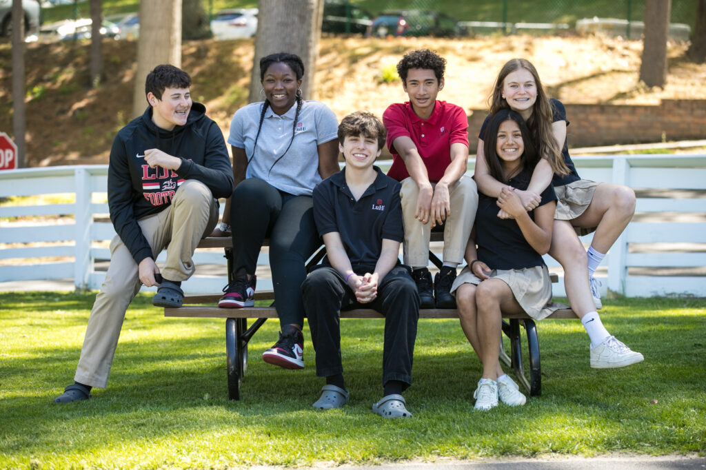 Group of students at picnic table