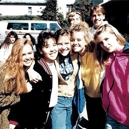 Group of students at an outdoor event in the 1980s or 1990s