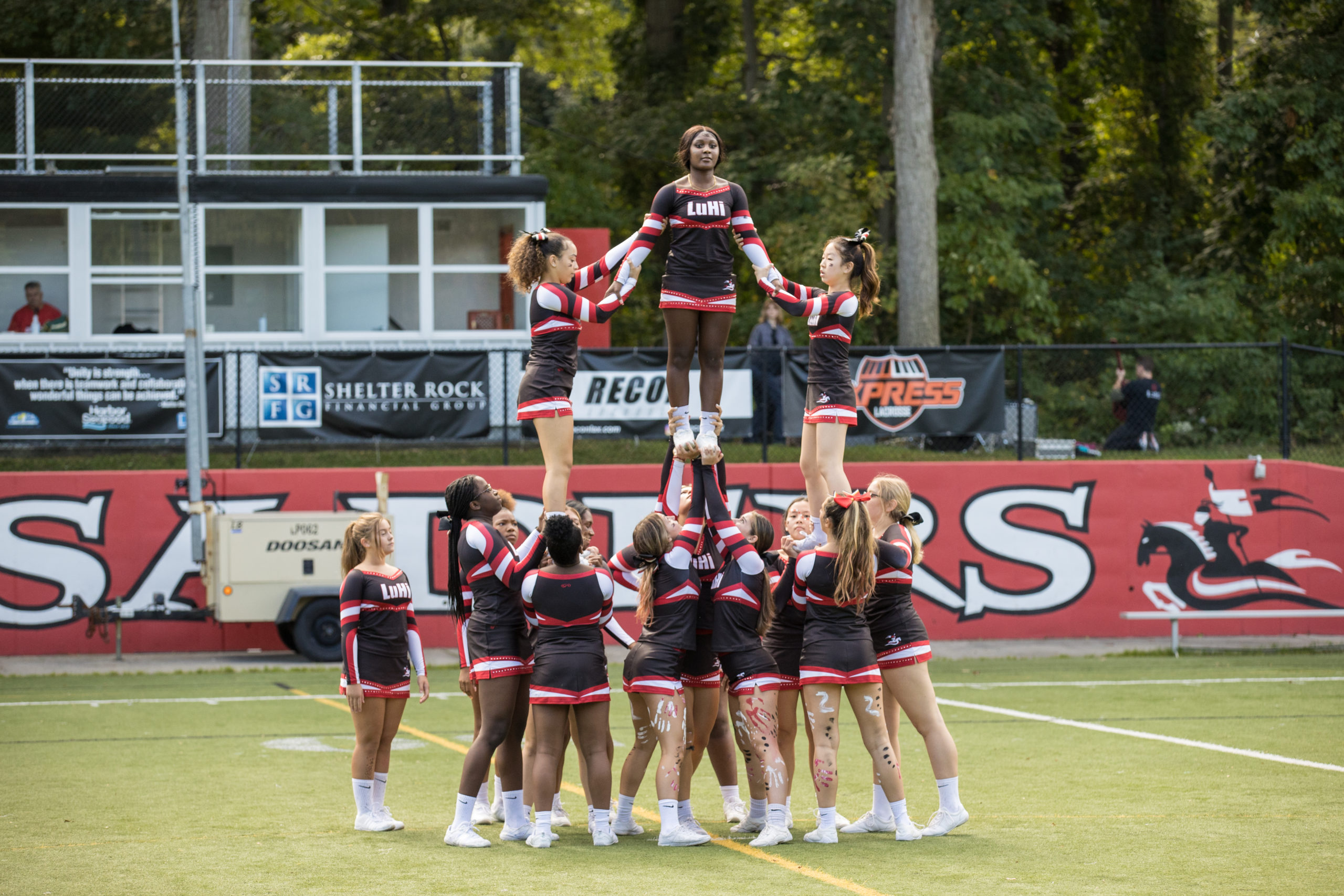 Cheerleaders doing a stunt