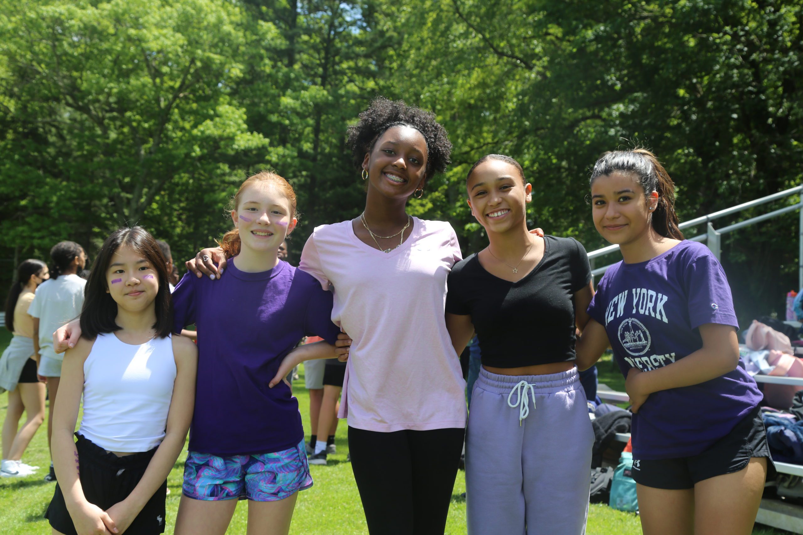 Students posing together during field day