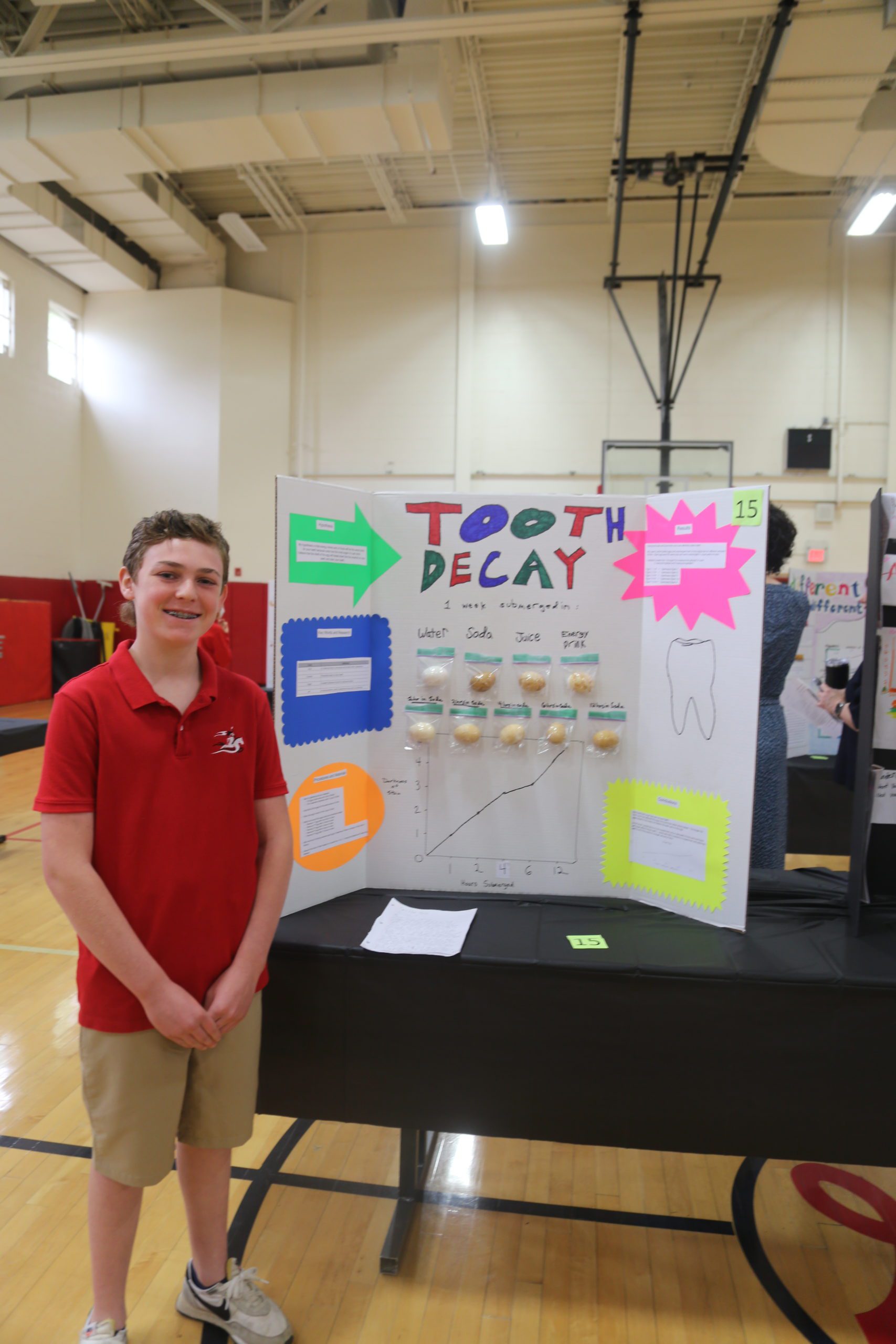 7th grade student with science fair project