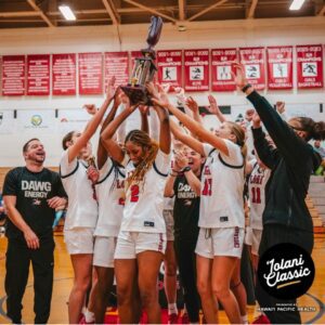 LuHi Girls Basketball celebrating a win