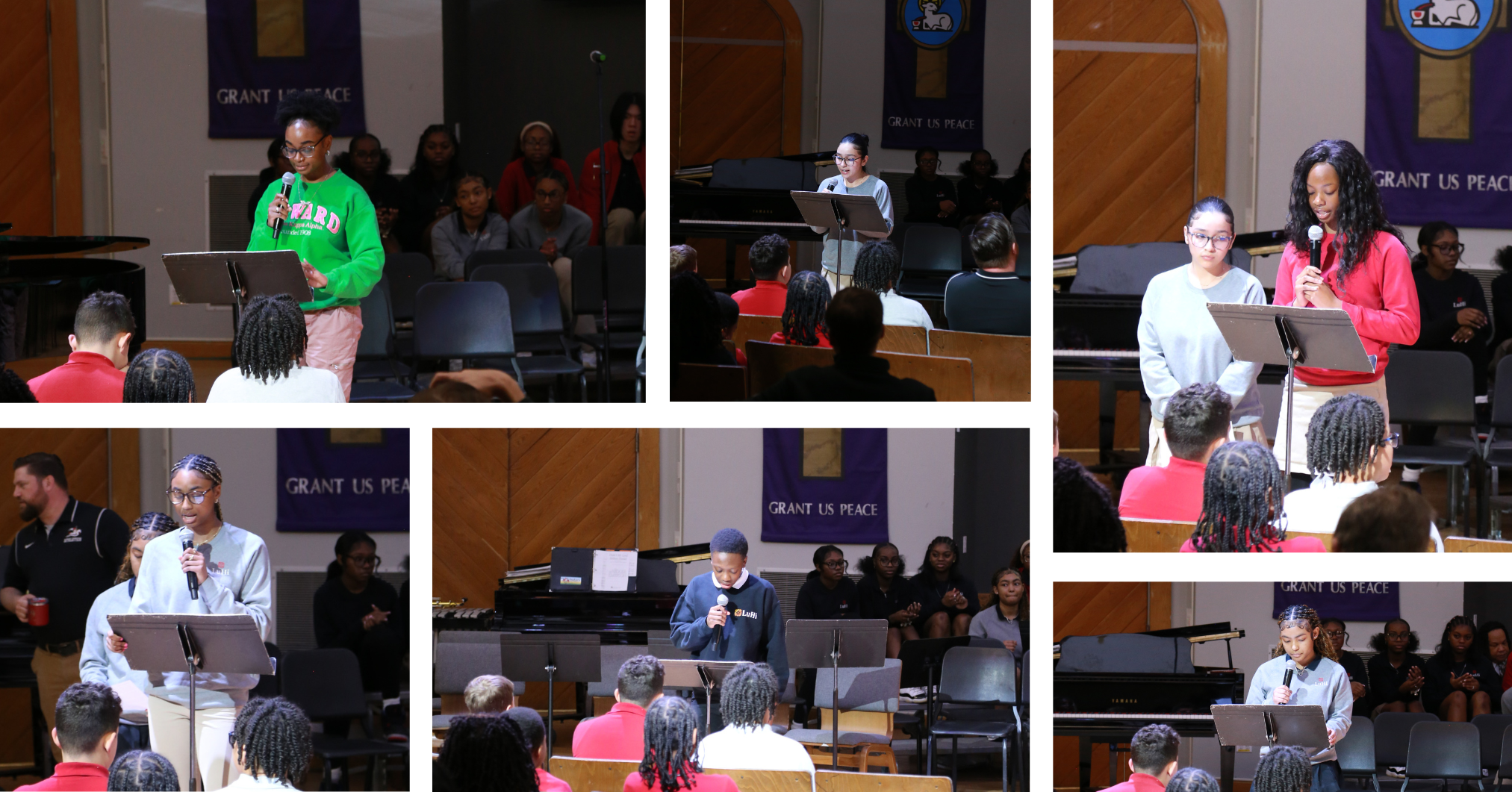 students speaking at black history month assembly